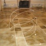 Concrete Floor Overlay with Tile Stained Pattern