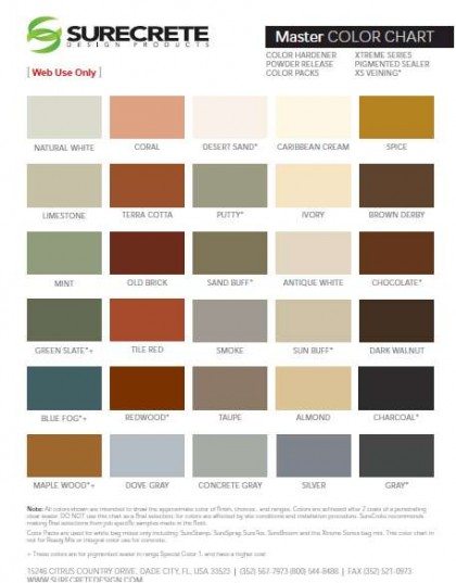 Surecrete Product Catalog Data Sheets Color Charts