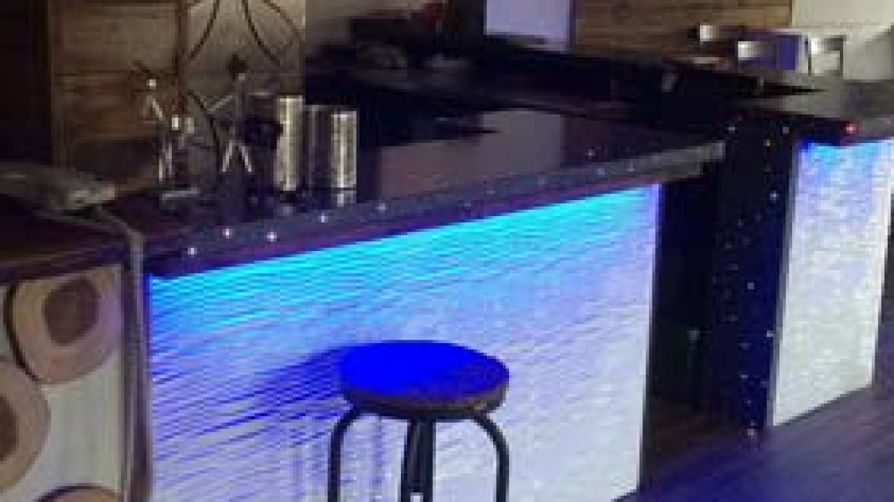 Black Concrete Counter Top With Fiber Optics