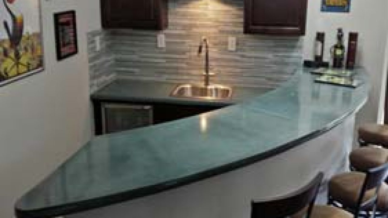 Residential Concrete Wet Bar In Aqua