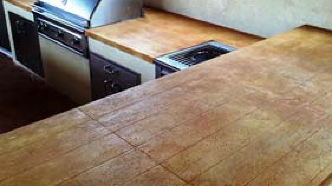 Stained Wood Plank Outdoor Concrete Counter Top