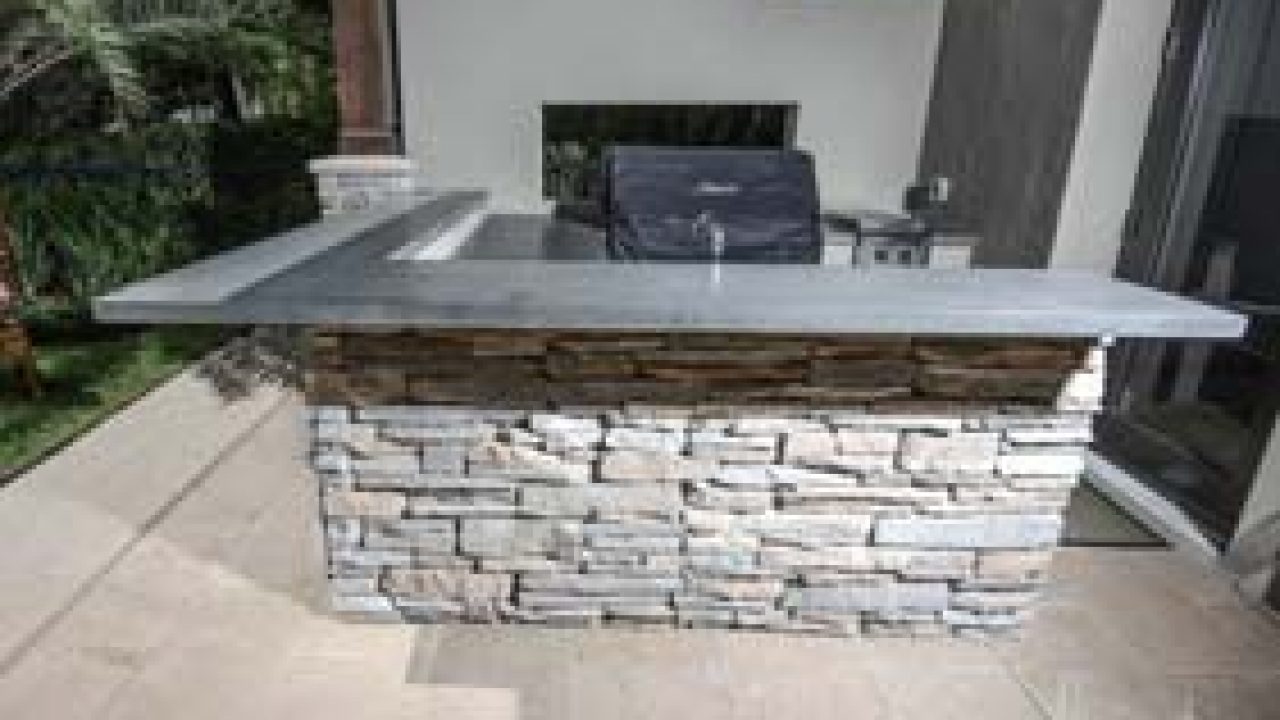 Outdoor Kitchen Grey Concrete Counter Tops