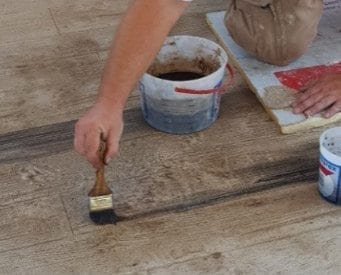 making some wood planks after than others with waterbased concrete stain
