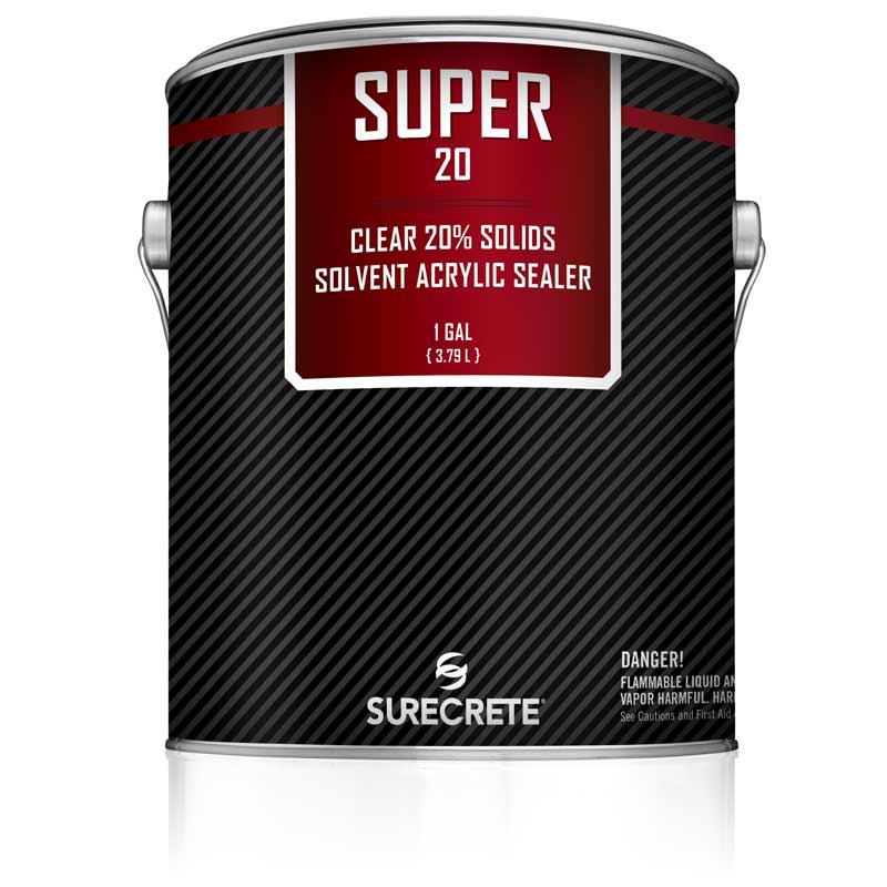 1 Gallon 20% Solids Exterior Concrete Clear Gloss Sealer Solvent Acrylic Super 20™ by SureCrete
